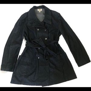 Talbots Denim Jacket Size 16 Jean Belted Long